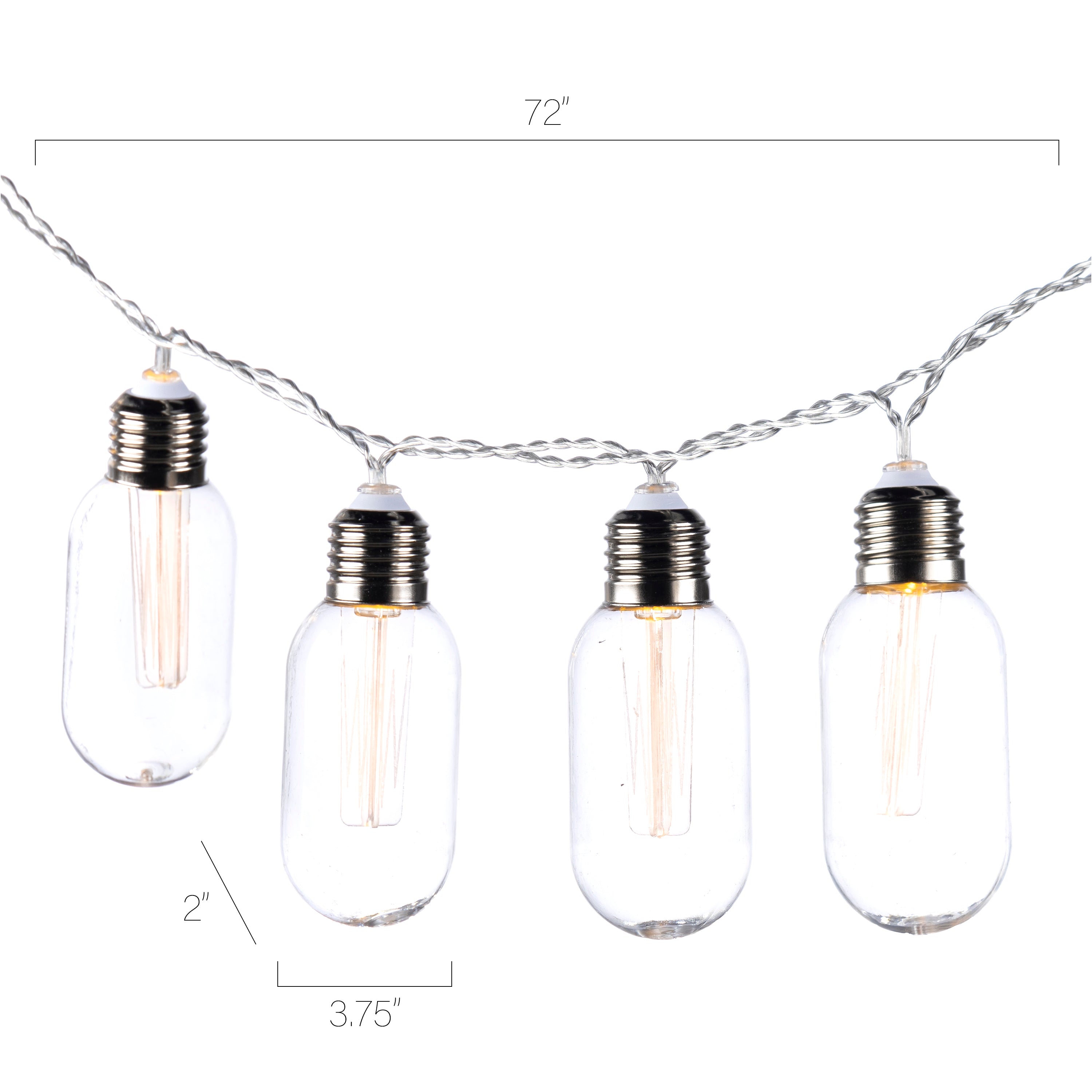 6 Foot Solar LED Oval Bullet Patio String Lights